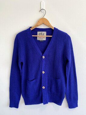 Vintage Royal Purple/Blue Chunky Fisherman Cardigan / Y2K